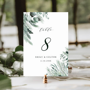 Numeração De Mesa Casamento Evergreen Elegant Watercolor