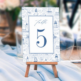 Numeração De Mesa Casamento Farol Toile Costeira Azul
