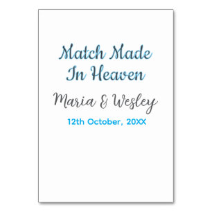 Numeração De Mesa Casamento feito no céu casal preto azul nome data