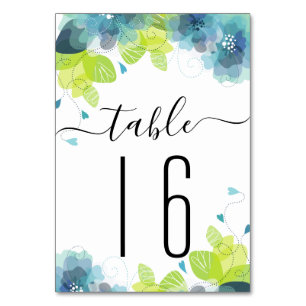 Numeração De Mesa Casamento flloral de flores azuis etéreas