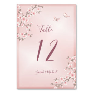 Numeração De Mesa Casamento Flor de Cerejeira Rosa Rubor