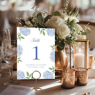 Numeração De Mesa Casamento Flor de Hortênsia Azul Clássica