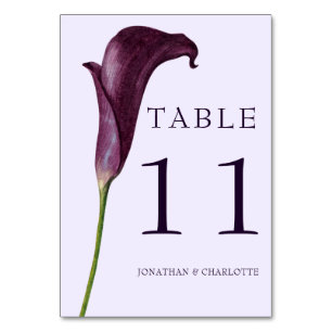Numeração De Mesa Casamento Flor de Lírio Calla Roxa Elegante