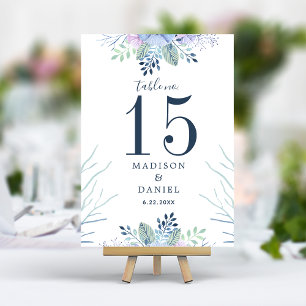 Numeração De Mesa Casamento Floral Água Marinha Natal Rural em Aquar