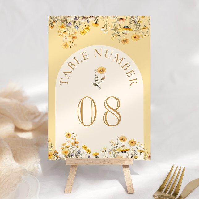 Numeração De Mesa Casamento Floral Amarelo Boho Wildflower (Criador carregado)