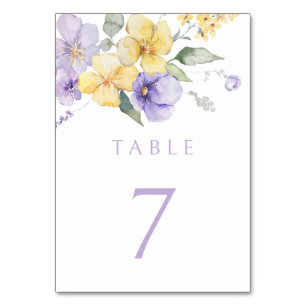 Numeração De Mesa Casamento Floral Amarelo-lavanda Roxo-Sol