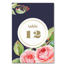 Numeração De Mesa Casamento Floral Aquarela Azul Marinho