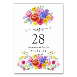 Numeração De Mesa Casamento Floral Aquarela Fiesta Espanhola