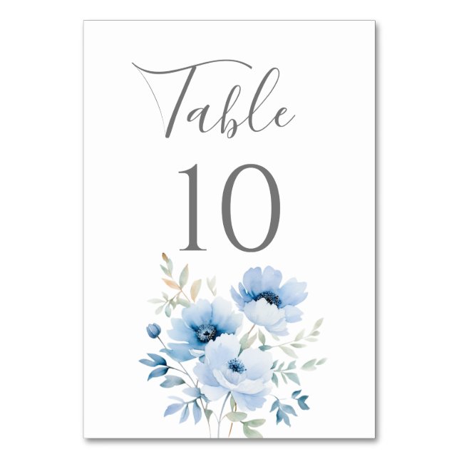 Numeração De Mesa Casamento Floral Azul   (Frente)
