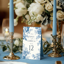 Numeração De Mesa Casamento Floral Azul-Azul, Toile Francesa Elegant
