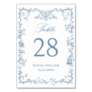 Numeração De Mesa Casamento Floral Azul com Dusty Ornamentado Vitori