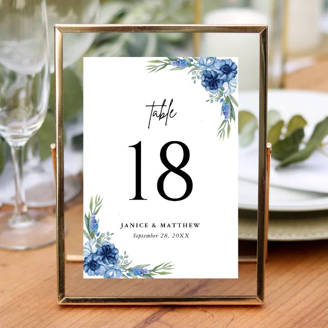 Numeração De Mesa Casamento Floral Azul e Bonito (Criador carregado)
