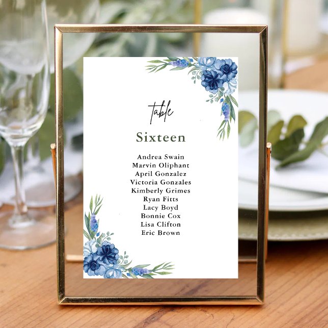 Numeração De Mesa Casamento Floral Azul e Bonito (Criador carregado)