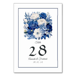 Numeração De Mesa Casamento Floral Azul Marinho e Branco