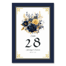 Casamento Floral Azul Marinho e Dourado
