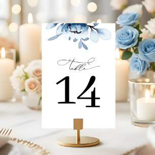 Numeração De Mesa Casamento Floral Azul Poeirento Moderno