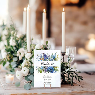 Numeração De Mesa Casamento Floral Azul-Violeta Boêmia