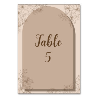 Numeração De Mesa Casamento Floral Bege Elegante