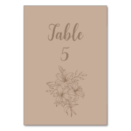 Numeração De Mesa Casamento Floral Bege Elegante