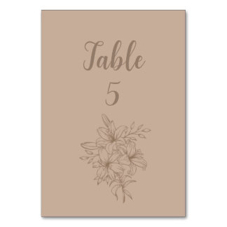 Numeração De Mesa Casamento Floral Bege Elegante