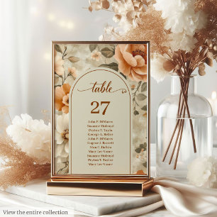 Numeração De Mesa Casamento Floral Bege Terracota Boho Rústico