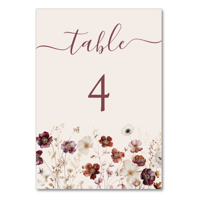 Numeração De Mesa Casamento Floral Beige Fall (Frente)