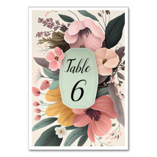 Numeração De Mesa Casamento Floral Beige Rosado, assentos botânicos