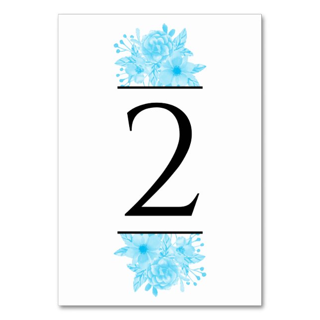 Numeração De Mesa Casamento Floral Blue Watercolor (Frente)