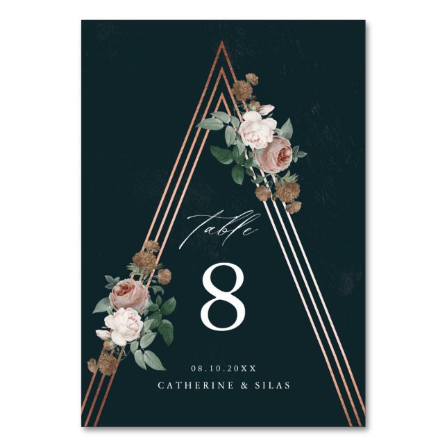Numeração De Mesa Casamento Floral Boho Azul Marinho  (Frente)