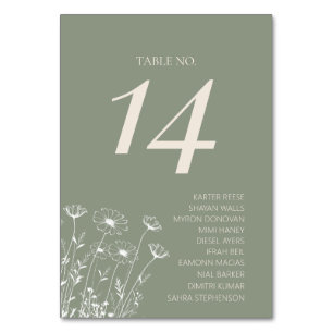 Numeração De Mesa Casamento Floral Boho Minimalista Verde Salvia Ele