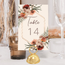 Numeração De Mesa Casamento Floral Boho Rust e Neutro de Outono