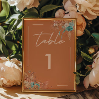 Numeração De Mesa Casamento Floral Boho Terroso Moderno