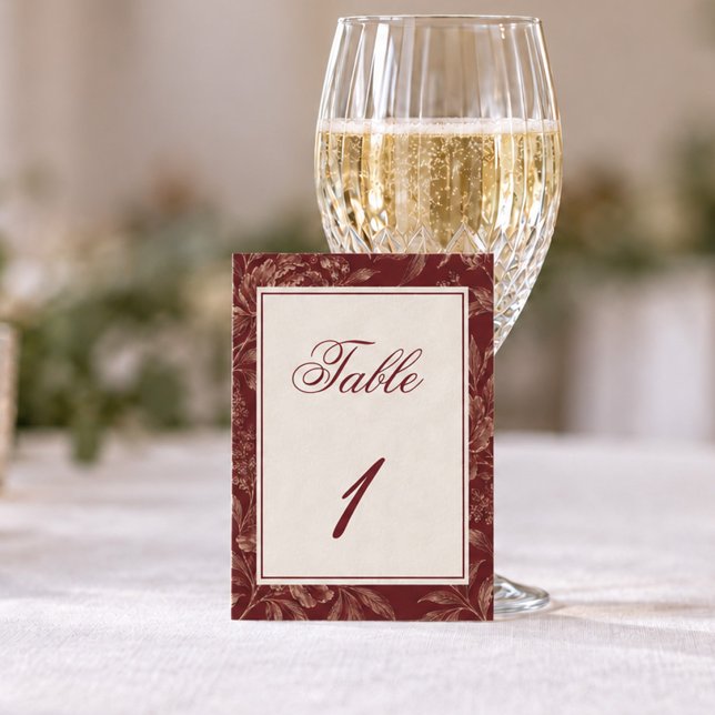 Numeração De Mesa Casamento Floral Borgonha (Criador carregado)