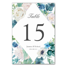 Numeração De Mesa Casamento Floral Branco Azul Sage