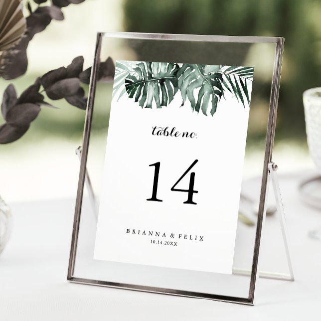 Numeração De Mesa Casamento Floral Branco Tropical Greenery (Criador carregado)