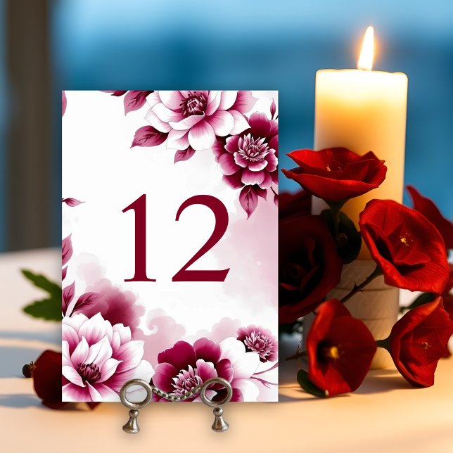 Numeração De Mesa Casamento floral brilhante e lavagem a aquarela (Criador carregado)