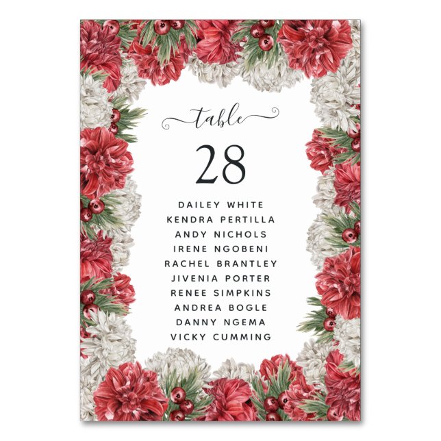 Numeração De Mesa Casamento Floral Burgundy e Branco (Frente)