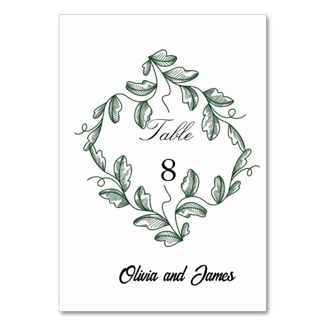 Numeração De Mesa Casamento Floral Clássico Verde Sálvia (Frente)