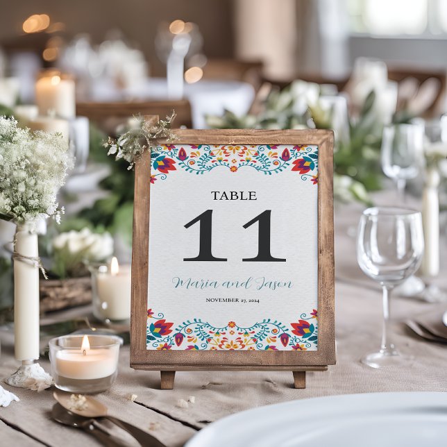 Numeração De Mesa Casamento Floral Colorida Fiesta Mexicana (Mexican Fiesta Colorful Floral Wedding Table Number)