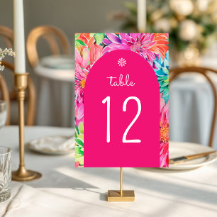 Numeração De Mesa Casamento Floral Colorido Moderno de Aquarela Trop