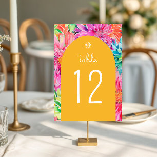 Numeração De Mesa Casamento Floral Colorido Moderno de Aquarela Trop