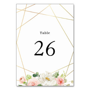 Numeração De Mesa Casamento floral com cor d'água geométrica