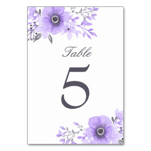 Numeração De Mesa Casamento Floral com Púrpura e Cinza
