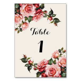 Numeração De Mesa Casamento floral, cor-de-rosa elegante e rosas ver