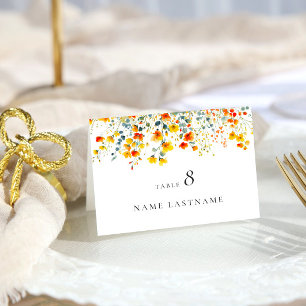 Numeração De Mesa Casamento Floral das Flores Selvagens de Aquarela