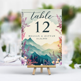 Numeração De Mesa Casamento Floral das Montanhas da Primavera