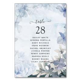 Numeração De Mesa Casamento Floral de Aquarela Azul Empoeirado
