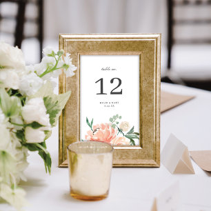 Numeração De Mesa Casamento Floral de Aquarela de Pêssego Macio Eleg
