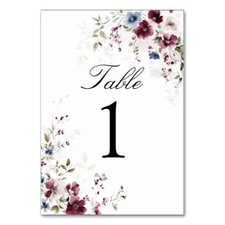 Numeração De Mesa Casamento Floral de Aquarela Elegante Personalizad