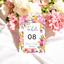 Numeração De Mesa Casamento Floral de Aquarela primavera Summer